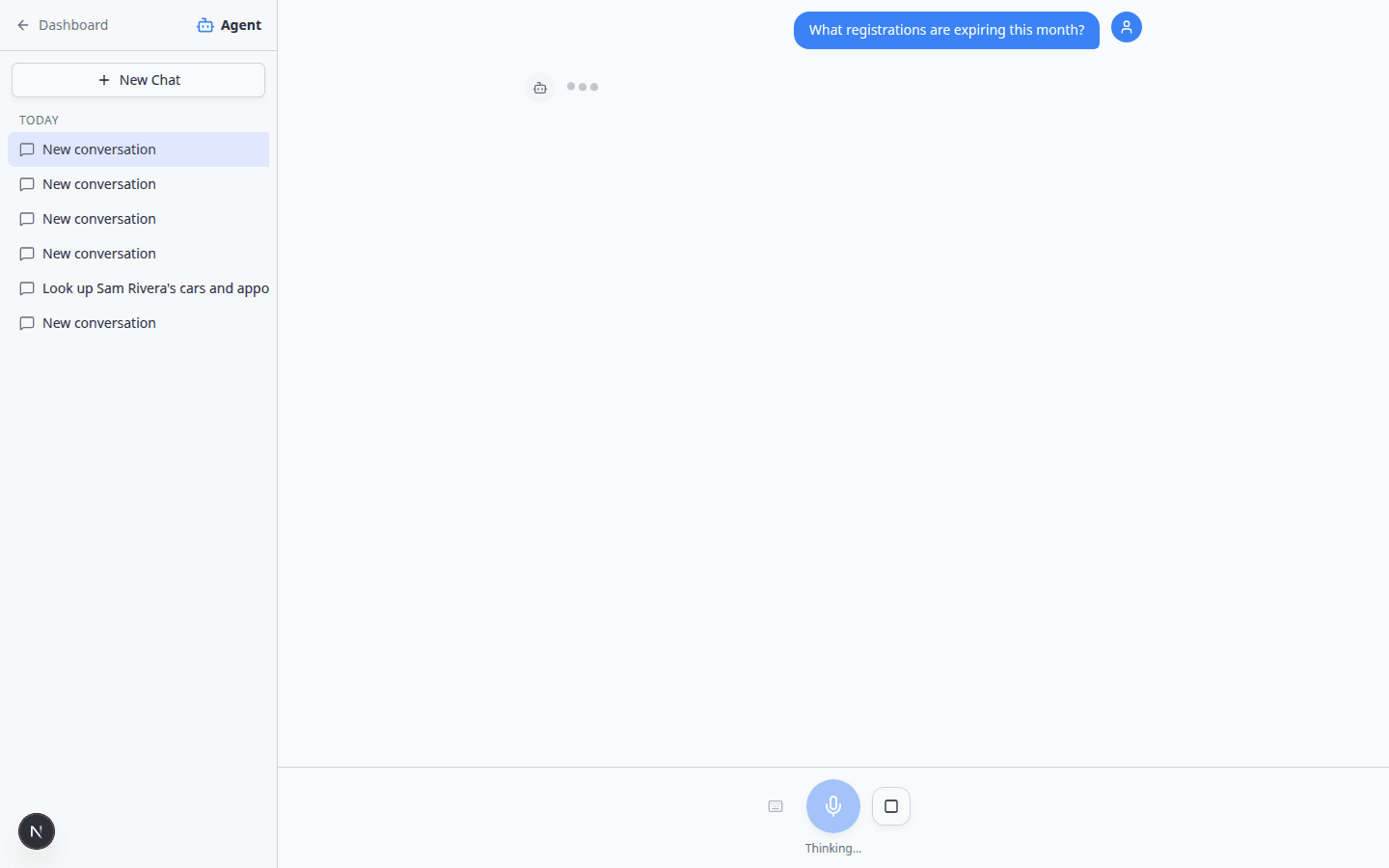 AI Assistant showing compliance and expiry alert summary with Nothing needs attention status boxes